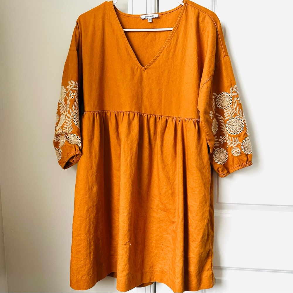 Madewell 3/4 Sleeve Dress with Embroidery